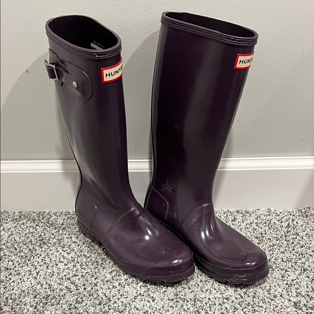 Hunter Dark Purple Waterproof Boots 5 Boys 6 Girls